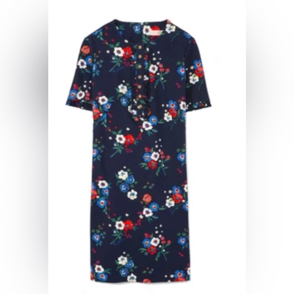 Tory Burch NEW Miranda Short-Sleeve Pansy Bouquet Ponte Shirtdress size XS - Picture 4 of 7